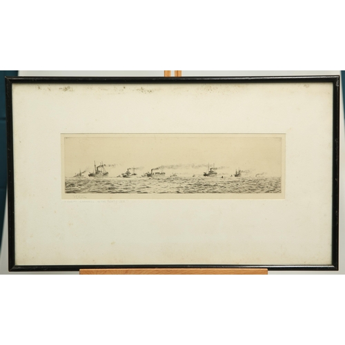 569 - WILLIAM LIONEL WYLLIE (1851-1931) A SWEPT CHANNEL IN THE NORTH SEA Signed
Etching
 (10cm x 34.5cm)... 