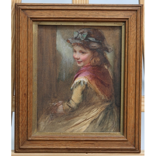 583 - EMILY FARMER (1826-1905) PORTRAIT OF A YOUNG GIRL Signed with initials under slip
Watercolour(26.5cm... 