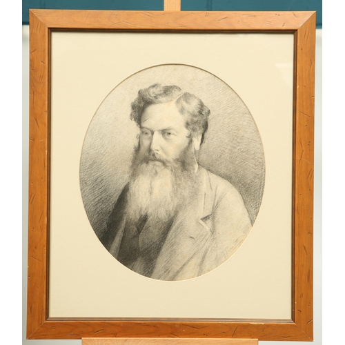 585 - 19TH CENTURY ENGLISH SCHOOL PORTRAIT OF A MAN, POSSIBLY WILLIAM MORRIS Indistinctly signed 