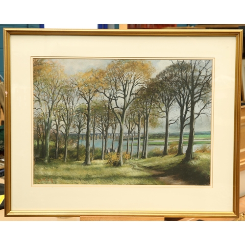 598 - ‡ ROBERT TURNBULL (MODERN) THE BRIDGE AT BERWICK IN WOODED COUNTRY Pastel
Provenance: Purchased from... 