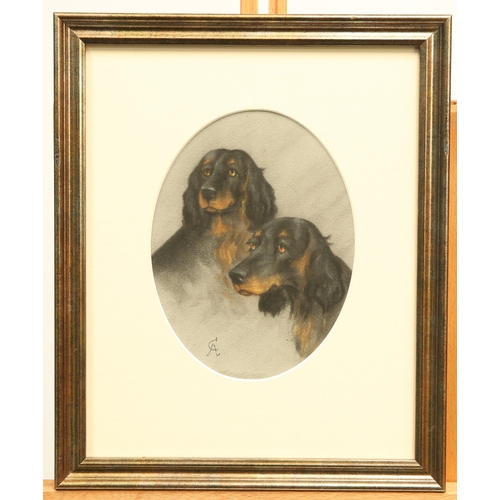 599 - LATE 19TH/EARLY 20TH CENTURY ENGLISH SCHOOL SPANIELS Monogrammed CA
Pastel, oval mount(16cm x 12cm)... 