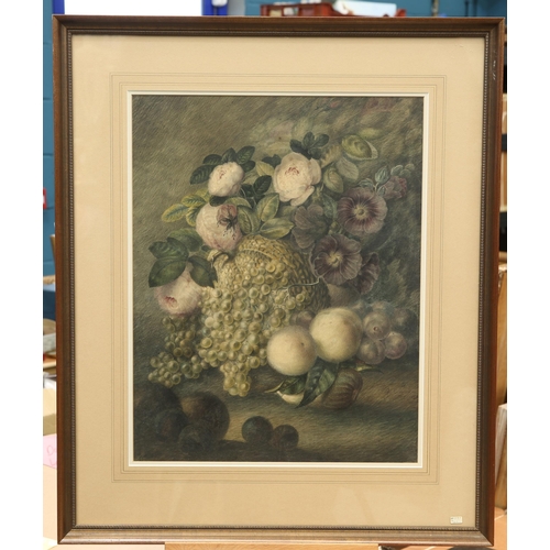 601 - MISS MARY BRADLEY (CIRCA 1809-1811) STILL LIFE WITH FRUIT AND FLOWERS Signed and dated 1809
Watercol... 