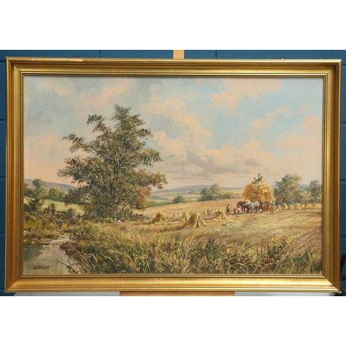 602 - ‡ DON VAUGHAN (20TH CENTURY) HARVEST TIME Signed
Oil on canvas(50cm x 75cm)... 