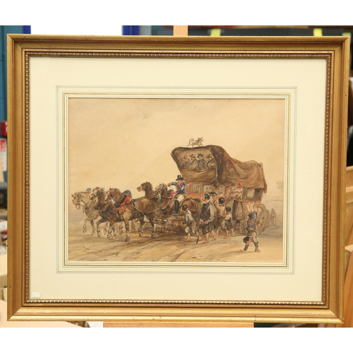 603 - GEORGE BRYANT CAMPION (1795-1870) A COACH NEAR BOULOGNE Watercolour
Provenance: With Abbot and Holde... 