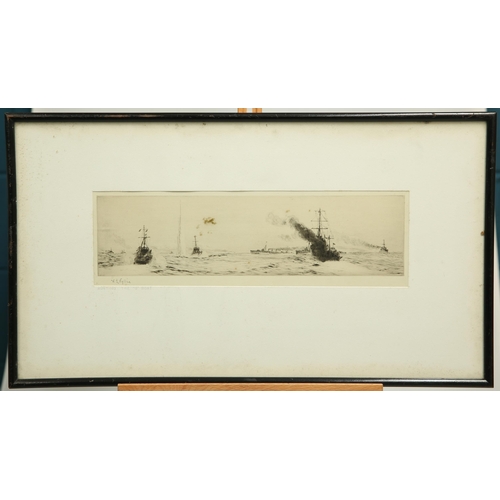 609 - WILLIAM LIONEL WYLLIE (1851-1931) HUNTING THE U-BOAT Signed
Etching(10cm x 34.5cm)... 