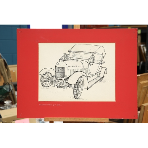 611 - MARY BURGOYNE (NÉE TAYLOR) (20TH CENTURY) FIVE INK DRAWINGS OF EARLY 20TH CENTURY CARS Bentley 1928,... 