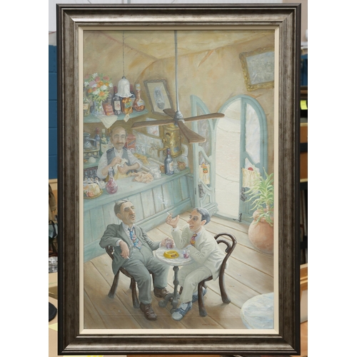 627 - ‡ CHARLES 'CHARLIE' SHIELS (1947-2012) BAR SCENE Signed
Oil on canvas(90cm x 60cm)... 