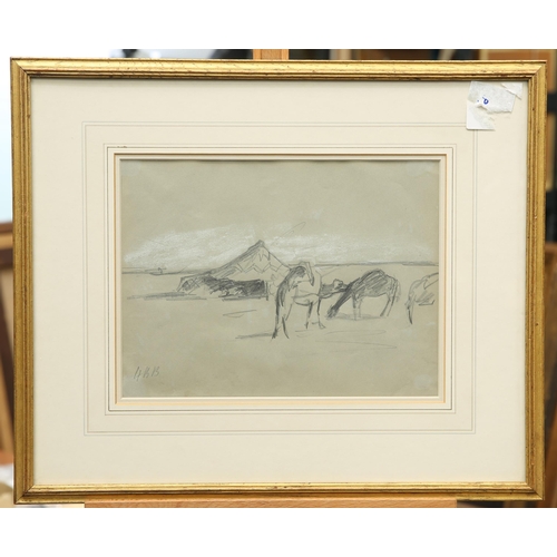 628 - HERCULES BRABAZON BRABAZON (1821-1906) CAMELS AND A TENT Signed with monogram and dated (18)94
Penci... 