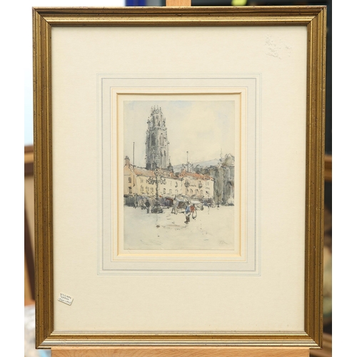 645 - JOHN TERRICK WILLIAMS RA, RI, ROI (1860-1936) A MARKET SQUARE Signed with initials
Watercolour and p... 