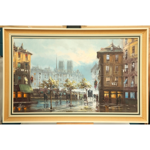 651 - BYES(?) (FRENCH MODERN) VIEW OF PARIS Indistinctly signed
Oil on canvas(58cm x 97cm)... 