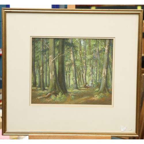 653 - EKM (LATE 19TH/EARLY 20TH CENTURY) FOREST LANDSCAPE Signed with initials EKM
Pastel
 
 (23cm x 28cm)... 