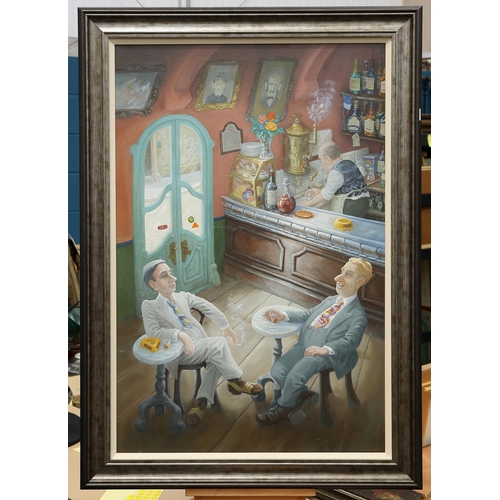 659 - ‡ CHARLES 'CHARLIE' SHIELS (1947-2012) BAR SCENE Signed
Oil on canvas(90cm x 60cm)... 