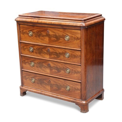 791 - A 19TH CENTURY CONTINENTAL MAHOGANY BUTLER'S CHEST the moulded rectangular top with rounded corners ... 