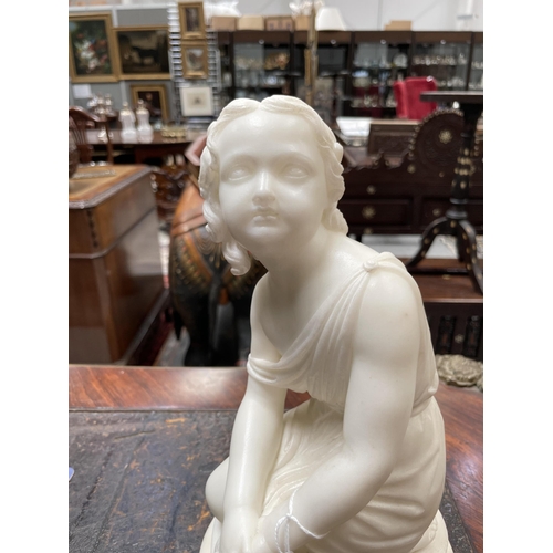 170 - JOSEPH GOTT (LEEDS 1786-1860 ROME) CARVED MARBLE FIGURE OF A KNEELING GIRL signed J. GOTT FT. 27cm h... 