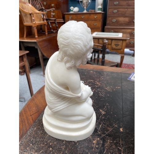 170 - JOSEPH GOTT (LEEDS 1786-1860 ROME) CARVED MARBLE FIGURE OF A KNEELING GIRL signed J. GOTT FT. 27cm h... 