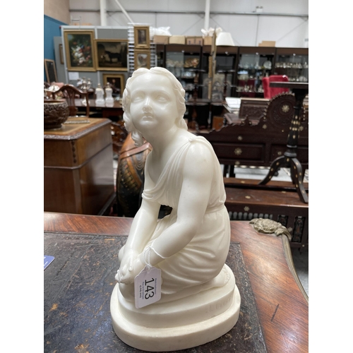 170 - JOSEPH GOTT (LEEDS 1786-1860 ROME) CARVED MARBLE FIGURE OF A KNEELING GIRL signed J. GOTT FT. 27cm h... 
