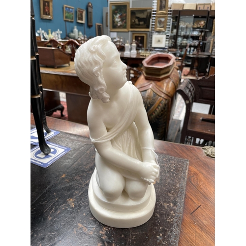 170 - JOSEPH GOTT (LEEDS 1786-1860 ROME) CARVED MARBLE FIGURE OF A KNEELING GIRL signed J. GOTT FT. 27cm h... 