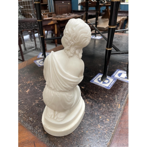 170 - JOSEPH GOTT (LEEDS 1786-1860 ROME) CARVED MARBLE FIGURE OF A KNEELING GIRL signed J. GOTT FT. 27cm h... 