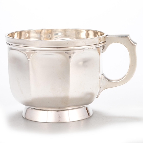 182 - A GEORGE V SILVER CHRISTENING MUG by Charles Boyton & Son Ltd, Birmingham 1919, of panelled circ... 