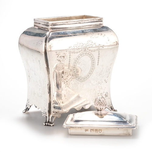 184 - A GEORGIAN STYLE SILVER TEA CADDY by William Pairpoint & Sons Ltd, London 1911, retailed by Lamb... 