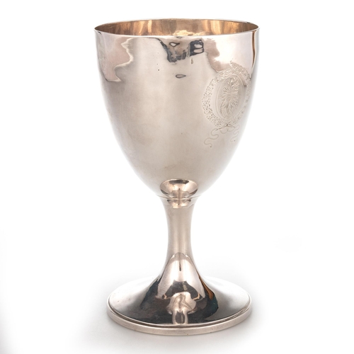 200 - A GEORGE III SILVER GOBLETS by James Darquits, London 1795, the ovoid bowls raised on a tapering ste... 