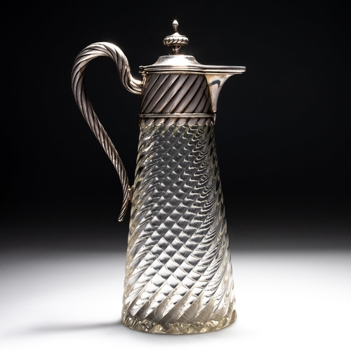 202 - AN AUSTRO-HUNGARIAN SILVER-MOUNTED CLARET JUG Vienna, c.1871-1922, maker's mark G&S, of tapering... 