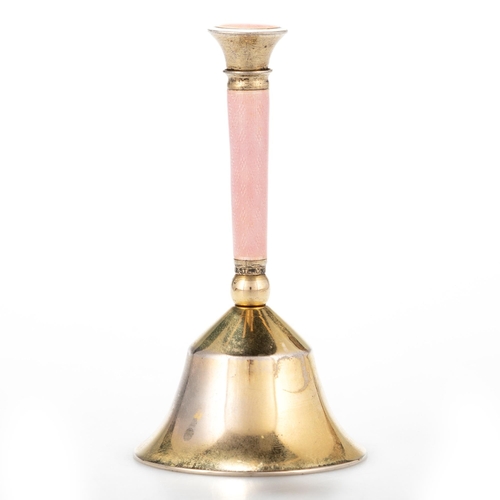 208 - AN AMERICAN STERLING SILVER-GILT AND ENAMEL TABLE BELL by Theodore W. Foster & Bro. Co., early 2... 