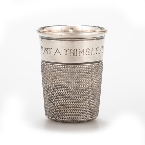210 - A GEORGE VI SILVER THIMBLE CUP by Charles Horner Ltd, Chester 1948, of typical form, engraved JUST A... 