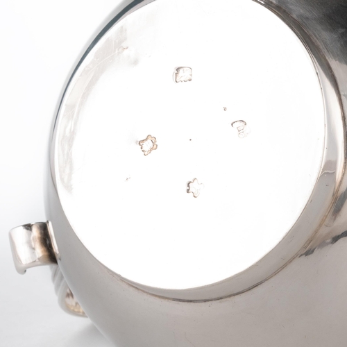 217 - A GEORGE II SILVER ALE JUG by Paul Crespin, London 1752, baluster form, with reeded collar and reede... 