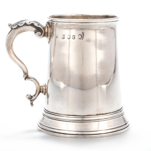 229 - A GEORGE III SILVER MUG by Hester Bateman, London 1786, of straight-sided tapering form with high fo... 
