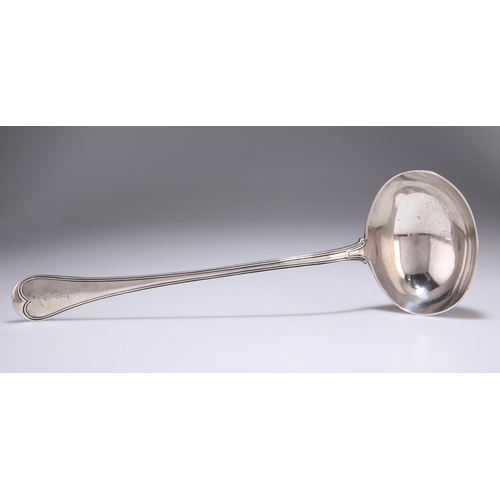 231 - A VICTORIAN SILVER SOUP LADLE by William Eaton, London 1844, Military Old English Thread pattern, en... 