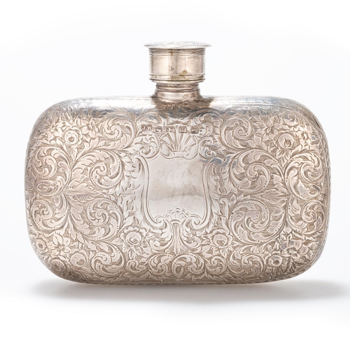 235 - A VICTORIAN SILVER HIP FLASK by Josiah Williams & Co, Exeter 1875, of rounded rectangular form, ... 