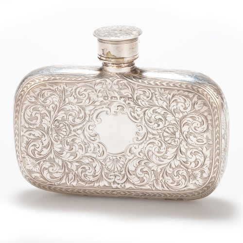 235 - A VICTORIAN SILVER HIP FLASK by Josiah Williams & Co, Exeter 1875, of rounded rectangular form, ... 