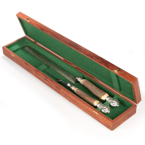 239 - A VICTORIAN SILVER-MOUNTED SALMON CARVING SET, LATE 19TH CENTURY by Joseph Rodgers & Sons, Sheff... 