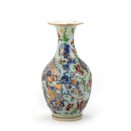 129 - A PAIR OF CANTONESE FAMILLE ROSE VASES, 19TH CENTURY each painted in the typical palette; together w... 