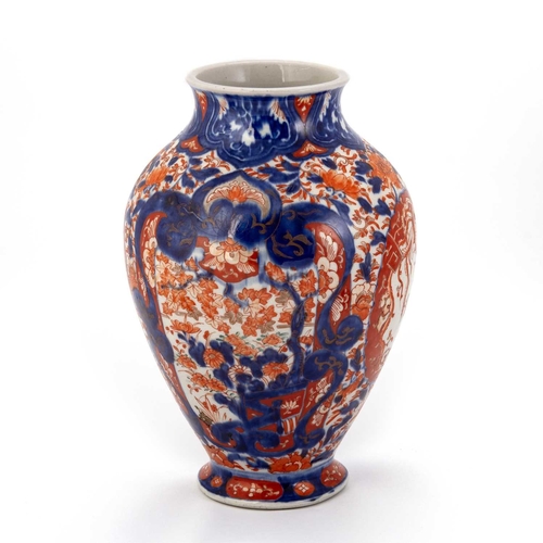 138 - A JAPANESE IMARI VASE, LATE 19TH CENTURY of baluster form, painted in the typical palette. 24cm high... 