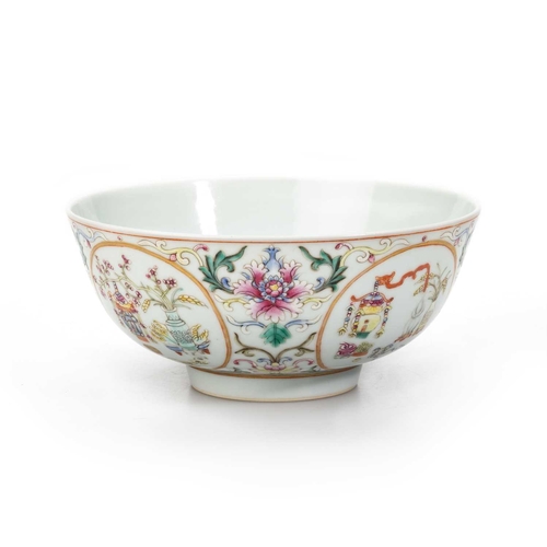 147 - A CHINESE FAMILLE ROSE 'LANTERN' BOWL enamelled and gilt with the fengdeng, the 'Lanterns of Abundan... 