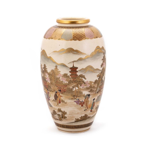 172 - A LARGE JAPANESE SATSUMA VASE, BY SHOZAN, MEIJI PERIOD (1868-1912) of ovoid form, decorated in ename... 