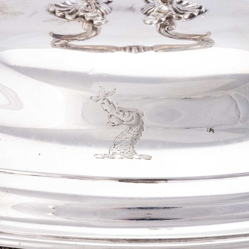 279 - A GEORGE III SILVER SOUP TUREEN by Thomas Ellerton & Richard Sibley I, London 1803, oval, with a... 