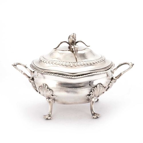 282 - A PAIR OF GEORGE III SILVER SAUCE TUREENS AND COVERS by Robert Peaston, London 1771, of shaped-oval ... 