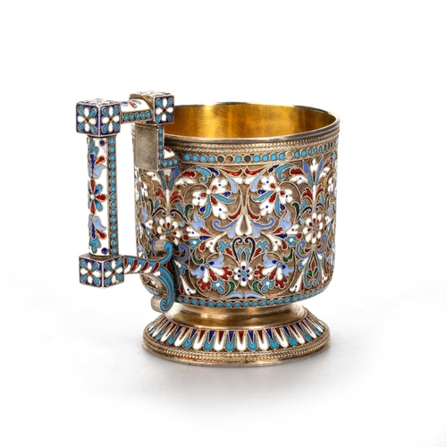 314A - A LATE 19TH/ EARLY 20TH CENTURY RUSSIAN SILVER-GILT AND ENAMEL CUP marked 88 standard, by Nikolai Va... 