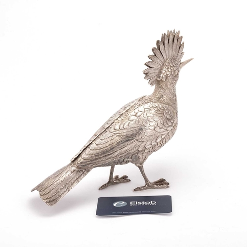 317 - AN EARLY 20TH CENTURY DUTCH SILVER MODEL OF A HOOPOE BIRD c.1910, modelled standing with a distincti... 