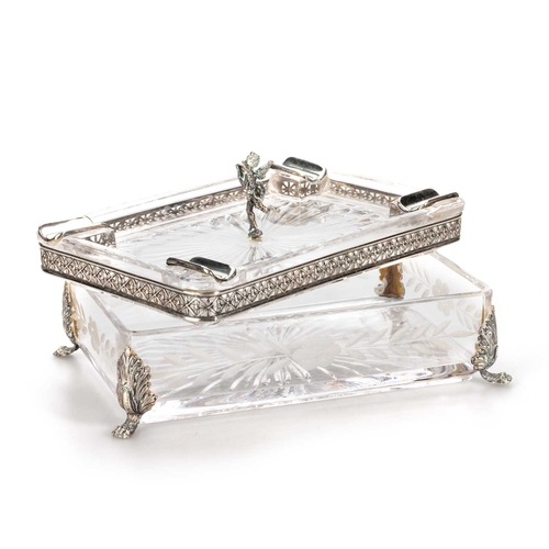 323 - AN ITALIAN SILVER-MOUNTED GLASS CIGARETTE BOX by Valerio Cecconi Silverware, Florence, c.1950s, rect... 