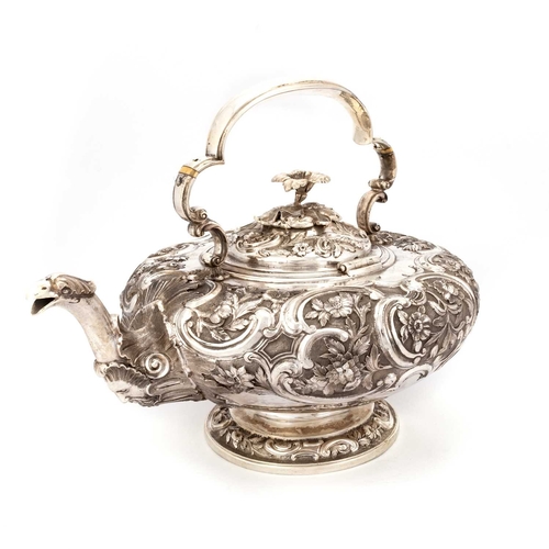 332 - A WILLIAM IV SCOTTISH SILVER KETTLE marks of James Howden & Co and Adam Elder, Edinburgh 1830, t... 