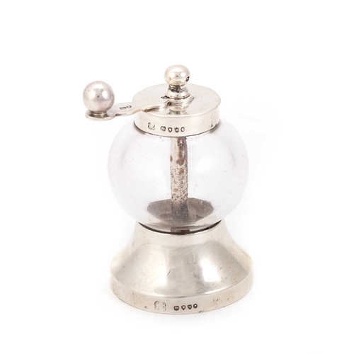 405 - A VICTORIAN SILVER-MOUNTED GLASS PEPPER GRINDER by Hukin & Heath (John Thomas Heath & John H... 