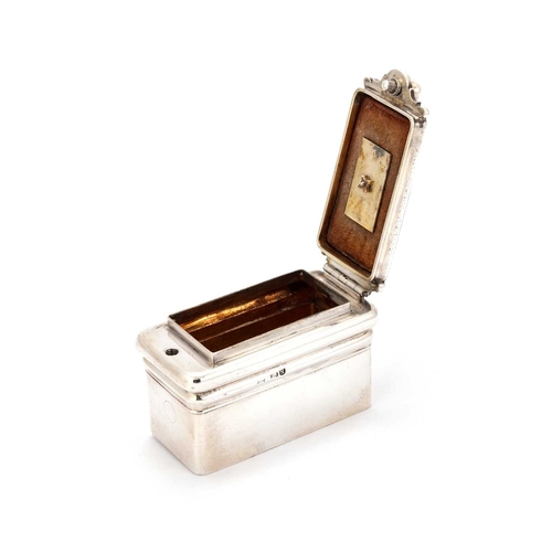 413 - A WILLIAM IV SILVER TRAVELLING INKWELL by Charles Reily & George Storer, London 1831, rectangula... 