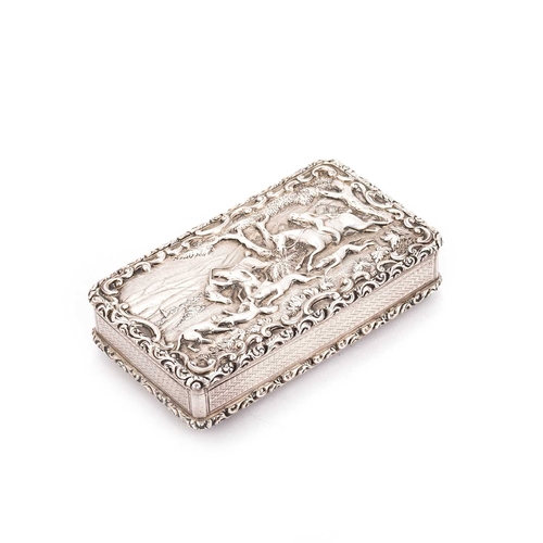 416 - A WILLIAM IV SILVER SNUFF BOX by Taylor and Perry, Birmingham 1830, rectangular, the hinged cover de... 