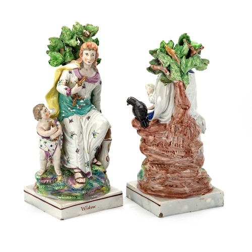 44 - A PAIR OF ENOCH WOOD PEARLWARE FIGURES, CIRCA 1810-30 modelled as the 'Widow of Zarepath' and 'Elija... 