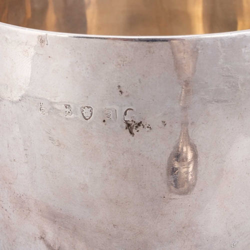 448 - A PAIR OF GEORGE III SILVER GOBLETS maker's marks illegible, London 1816, both of plain form, raised... 