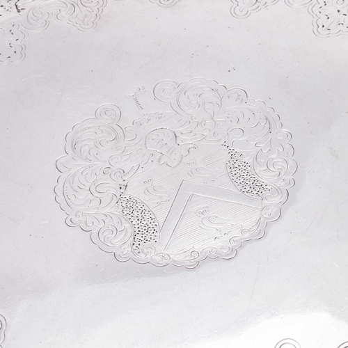 460 - A GEORGE II SILVER SALVER by William Kidney, London 1735, shaped-circular with flat-chased acanthus,... 